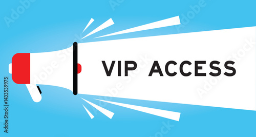 Color megaphone icon with word VIP access in white banner on blue background