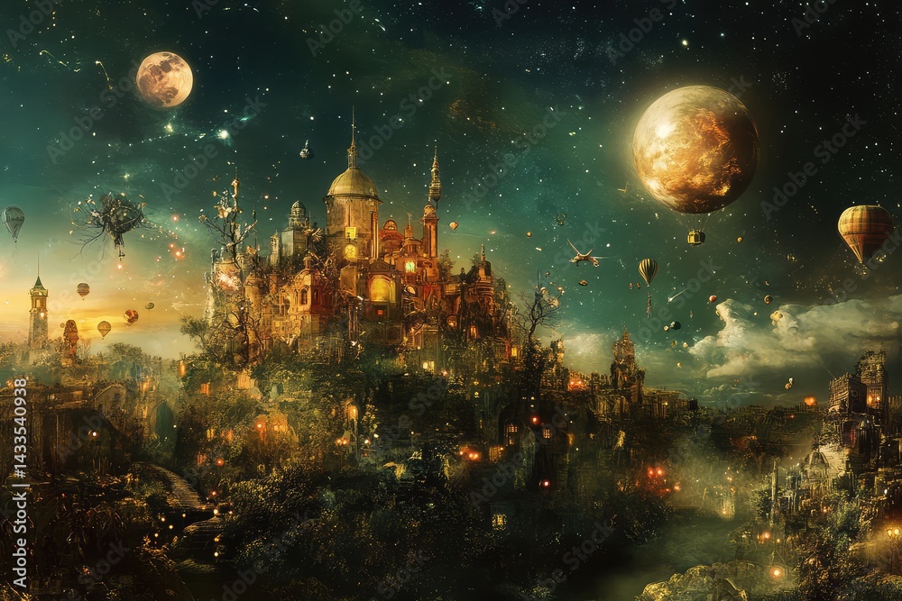 Fototapeta premium Fantastic World. AI generated illustration.