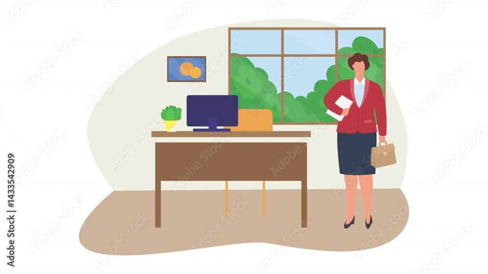 Vector Style Businesswoman Call Scene Vector Style Businesswoman Call Scene