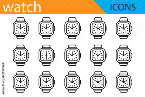 Vector Wristwatch Icons Featuring Analog and Digital Timepieces for Fashion and Design Projects