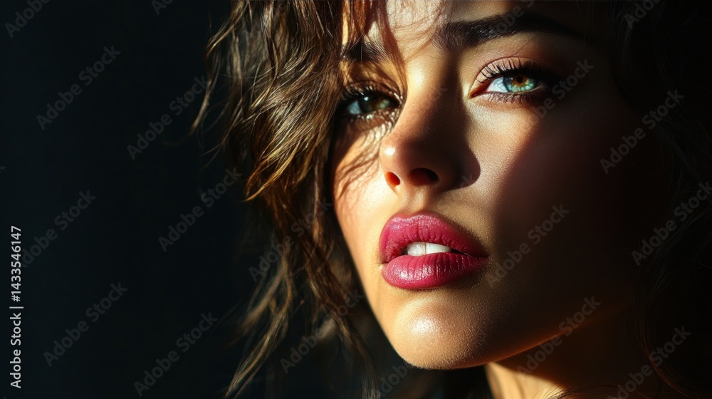 Close-up portrait of a woman with beautiful features Close-up portrait of a woman with beautiful features