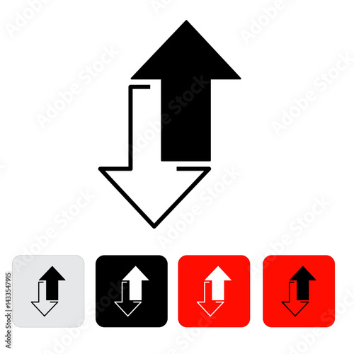 up and down arrow icons, black, white and colored buttons