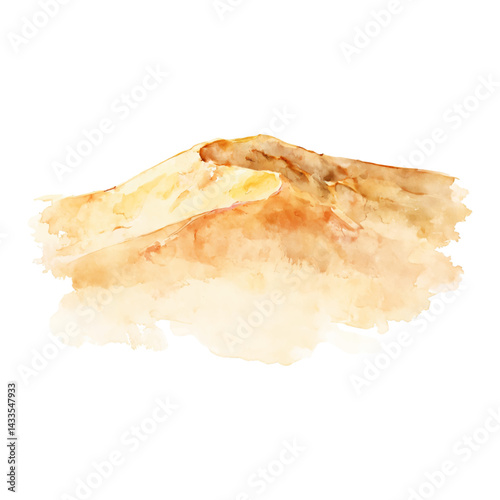 Scenic Desert Sand Dune Isolated Hand Drawn Watercolor Painting Illustration Scenery Landscape