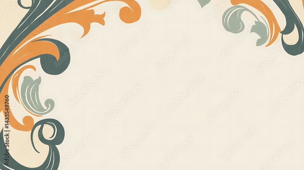 Floral Swirls Frame with Beige Background. Floral Swirls Frame with Beige Background.