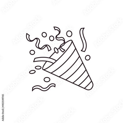Party popper confetti joy festive birthday celebration emoji vector symbol sign icon illusration