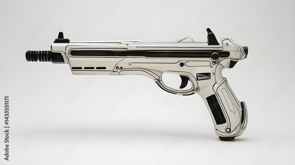 Futuristic Pistol with Studio Shot.
