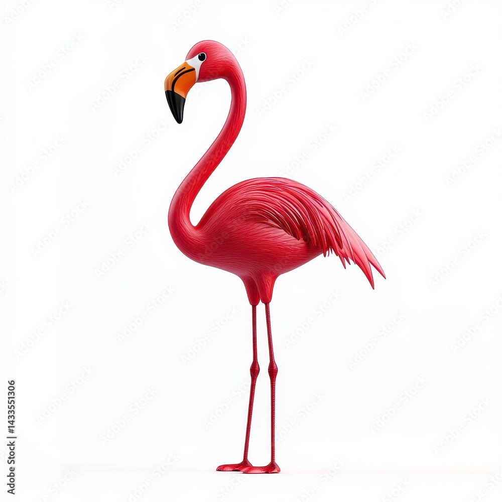 Fototapeta premium Pink Pixelated Flamingo on White Background