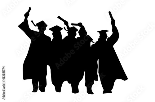 Graduation Celebration. Vector illustration of a group of graduates tossing their caps in celebration of graduation.graduation hat diploma icon. Graduation hat and diploma web icon. Vector 