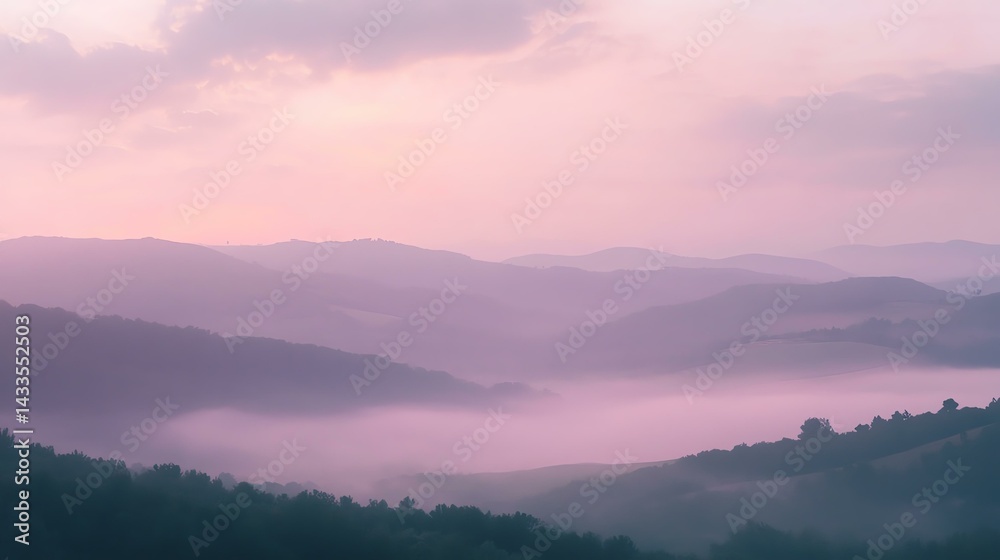 Fototapeta premium festival Breathtaking sunrise over misty mountains.