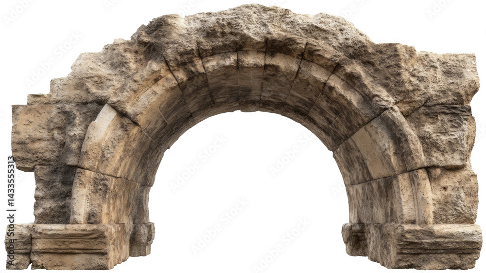 Ancient stone arch with transparent background representing history and architecture Ancient stone arch with transparent background representing history and architecture