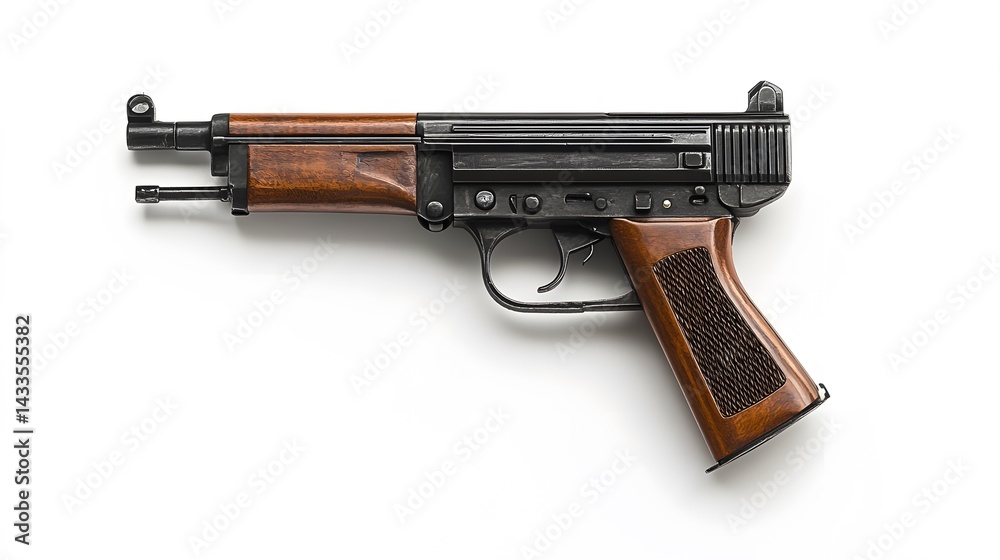 Vintage Pistol with White Background.