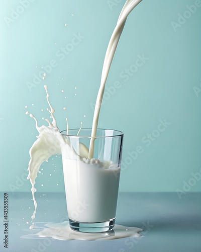  A splash of pouring milk into a glass