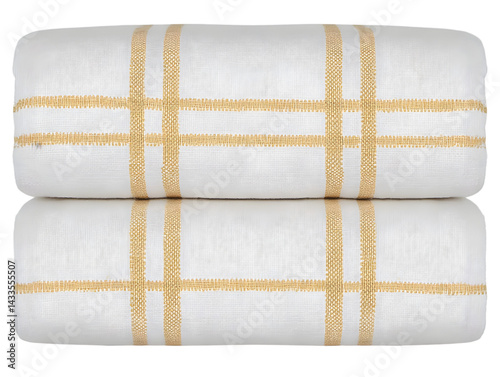 Isolated Illustration of Two White Objects with Gold Geometric Pattern