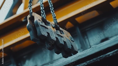 Obraz na płótnie Industrial Hook and Chain Hanging from a Crane w salonie