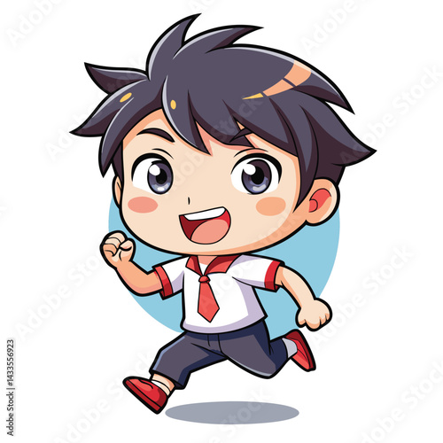 Cartoon boy running in uniform