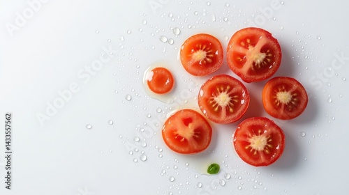 Sliced Tomatoes on White Background photo