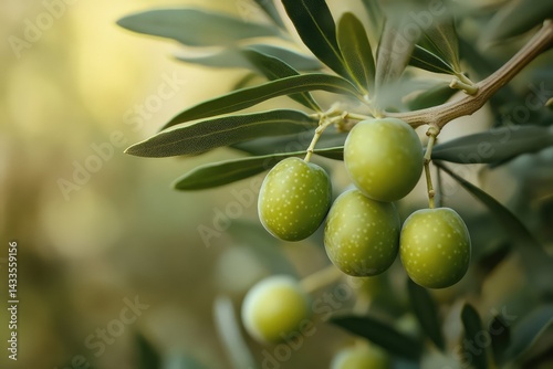 Wallpaper Mural Green olive. AI generated illustration. Torontodigital.ca