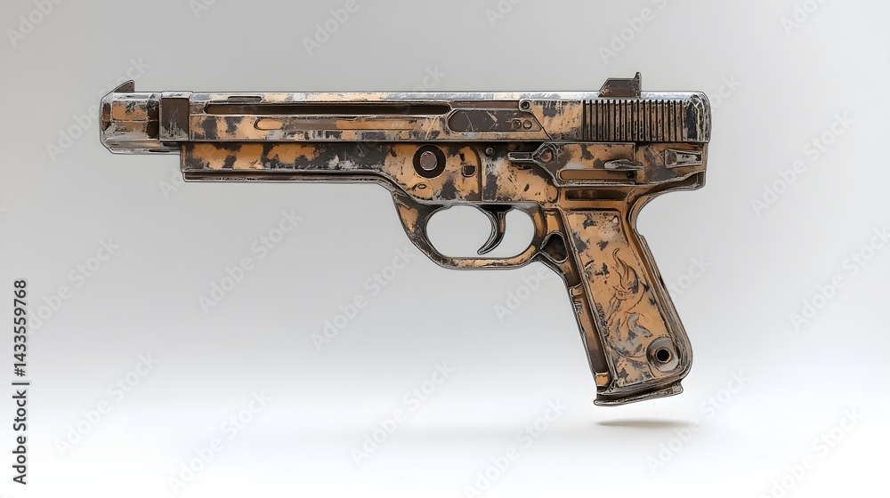 Worn Pistol with Studio Shot.