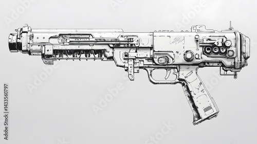 Obraz na płótnie Futuristic Weapon Blueprint Design. w salonie