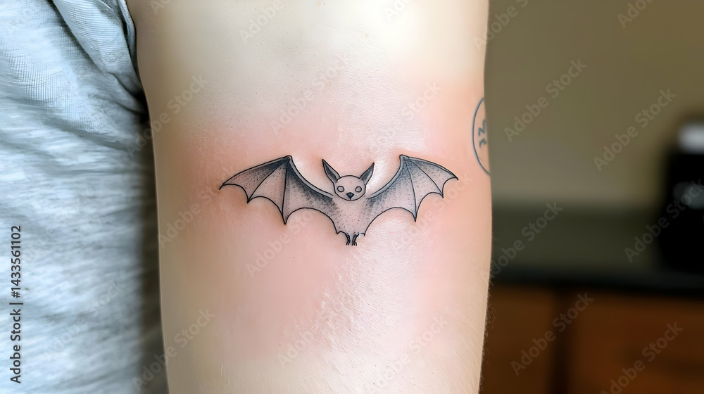 Obraz premium Small Dotwork Bat Tattoo On Light Skin Arm