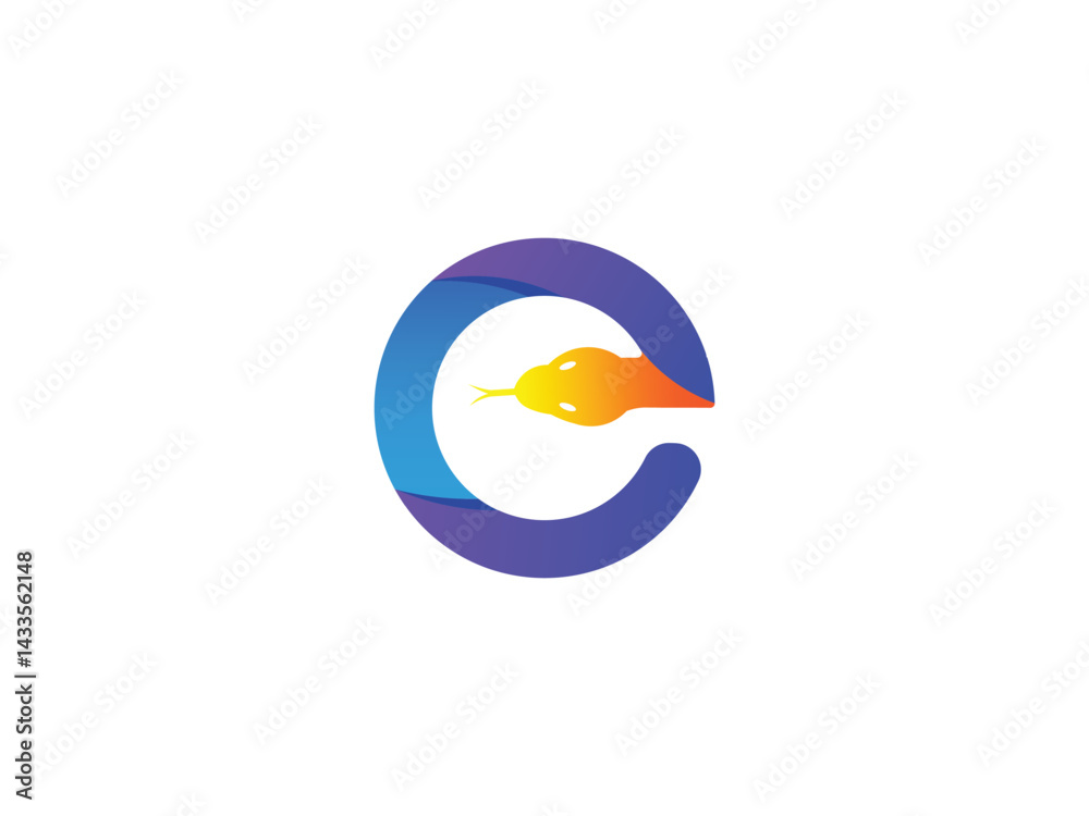 Obraz premium Letter E Snake Logo Icon Vector, Initial Letter E Snake Logo Design, E Snake Logo.