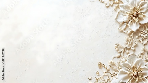 Elegant White Flowers with Pearl Border.