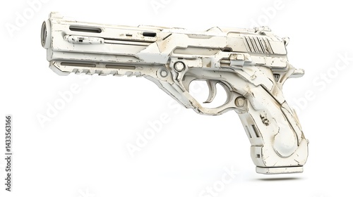 Obraz na płótnie Futuristic White Pistol with Isolated. (1) w salonie