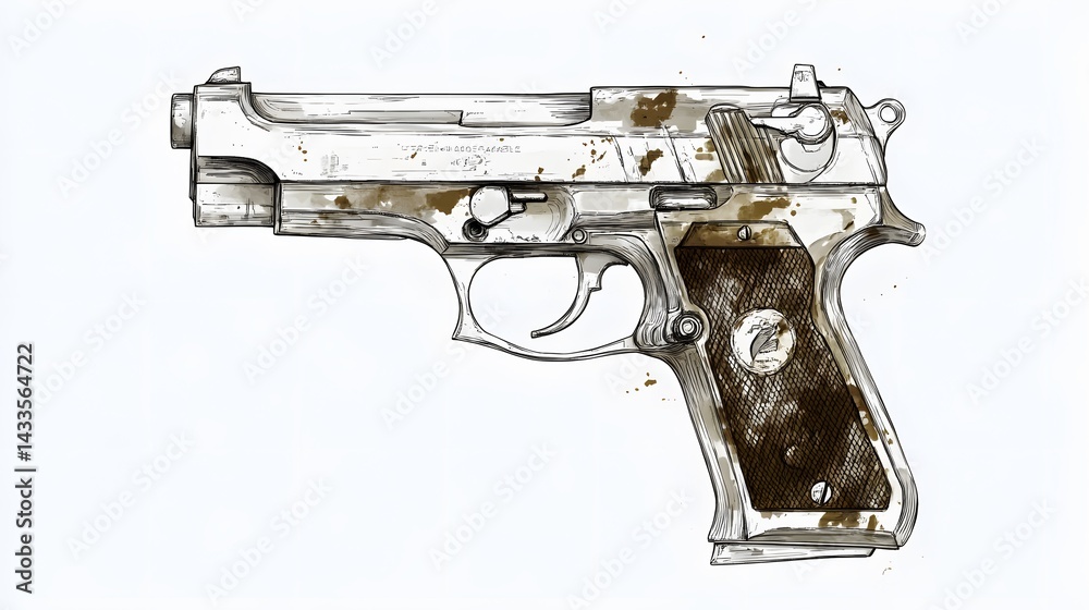 Dirty Handgun Illustration.