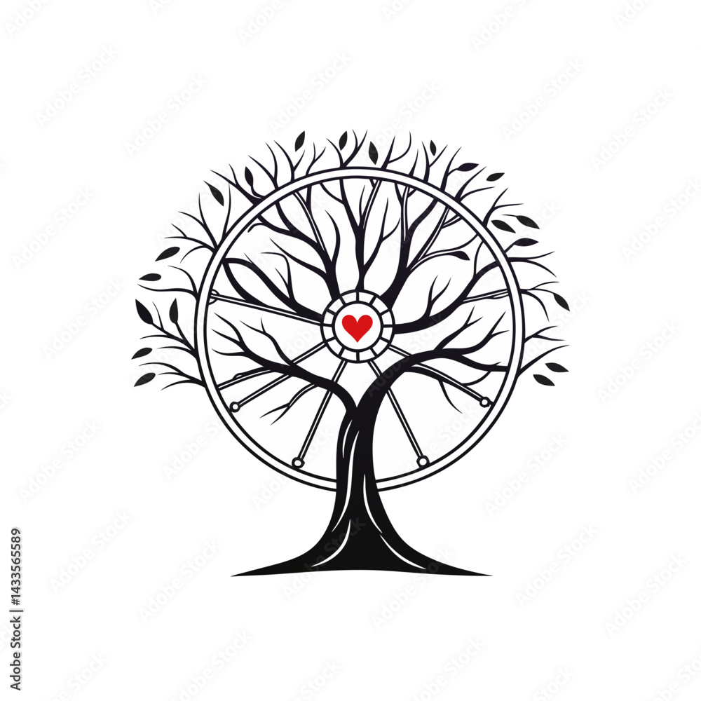 Fototapeta premium Radial Spoke Style Minimalist Tree