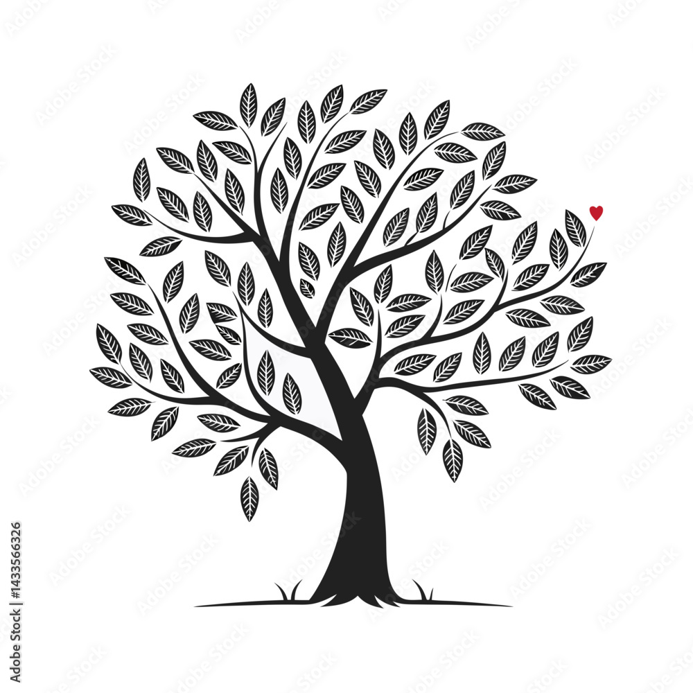 Obraz premium Overlapping Leaf Outline Tree Shape