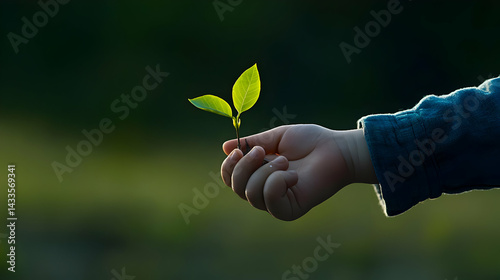 Childs Hand Holding Small Green Sprout