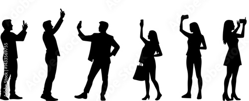 Silhouettes of People Taking Selfies – Smartphone Photography Poses