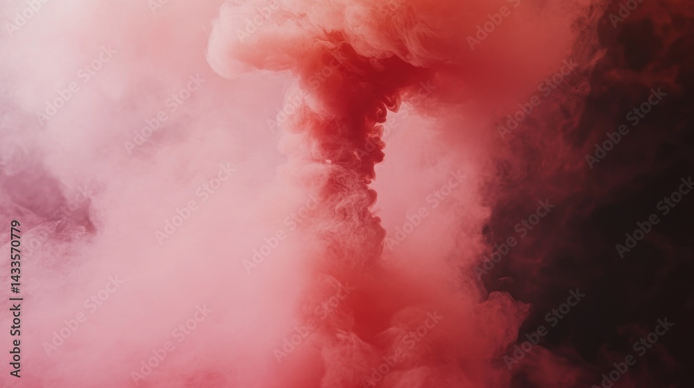 Obraz premium Vibrant pink and red smoke swirling in a dramatic cloud formation.