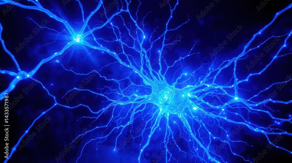 Neural network connection illuminated blue abstract science background Neural network connection illuminated blue abstract science background