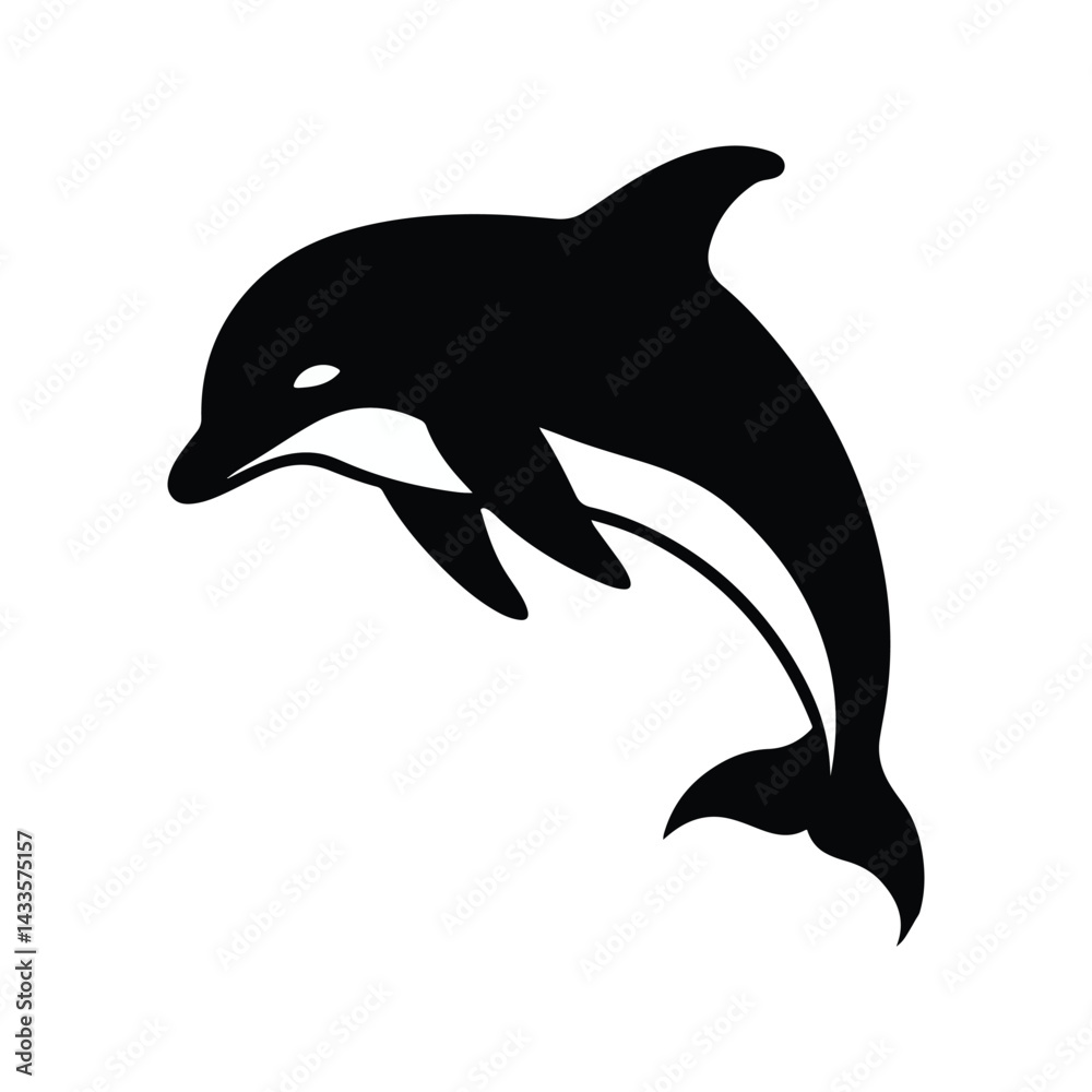 Fototapeta premium dolphin silhouette isolated on white background.