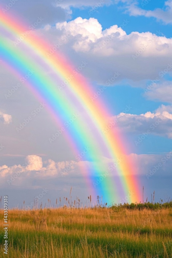 Obraz premium there is a rainbow that is in the sky over a field