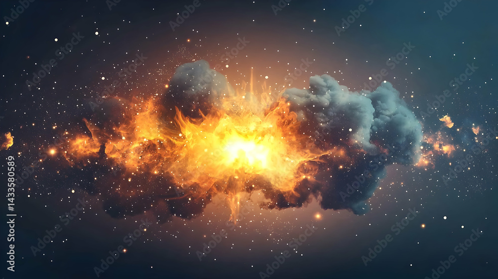 Obraz premium Abstract Explosion In A Dark Cloud