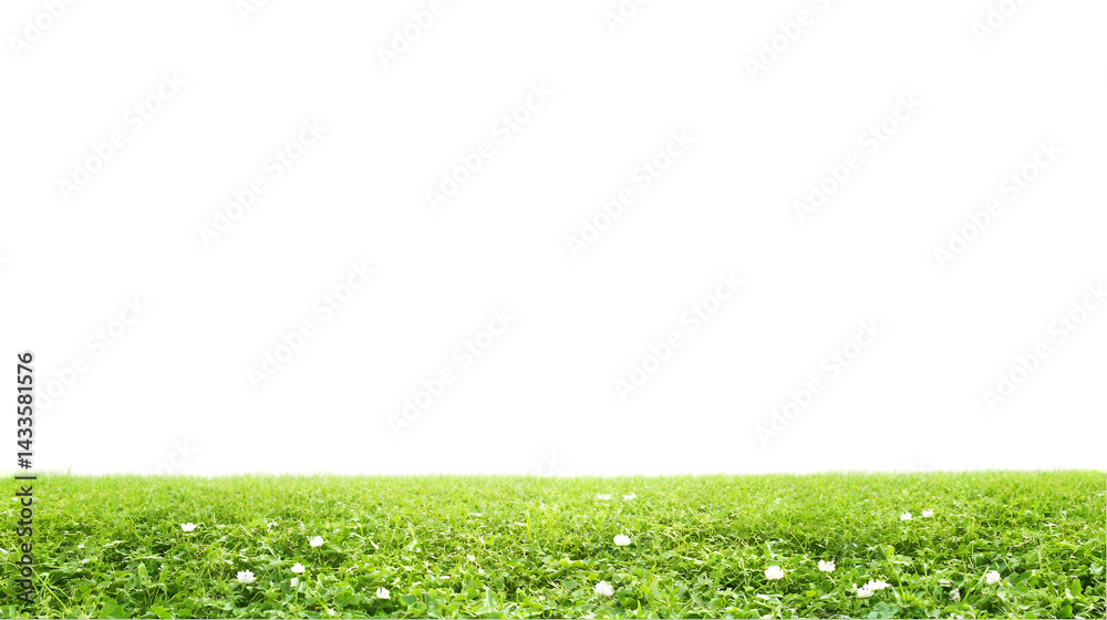 Realistic Green Grass Field Isolated on Transparent Background