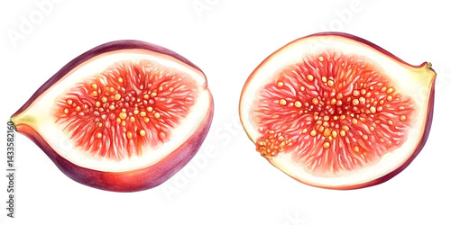 Obraz na płótnie Realistic Illustration Of Cut Figs Showing Seeds On Transparent Background w salonie