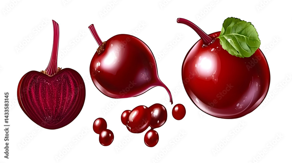 Realistic Illustration Of Various Beetroot On Transparent Background