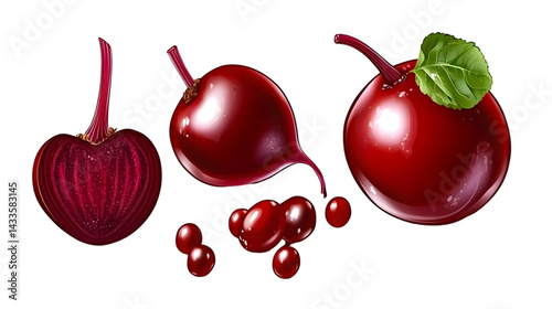 Obraz na płótnie Realistic Illustration Of Various Beetroot On Transparent Background w salonie