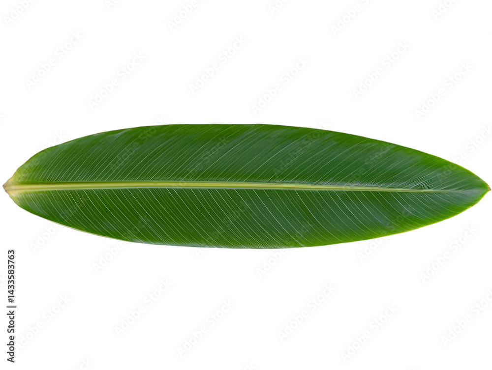 Realistic Isolated Green Leaf With Textured Surface on Transparent Background