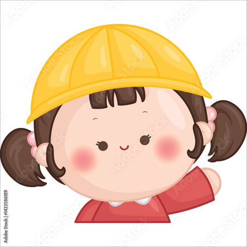 a vector of a cute girl with kindergarten hat