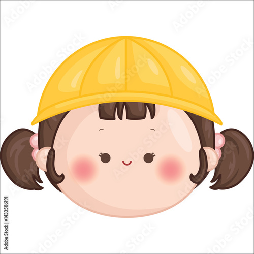 a vector of a cute girl with kindergarten hat