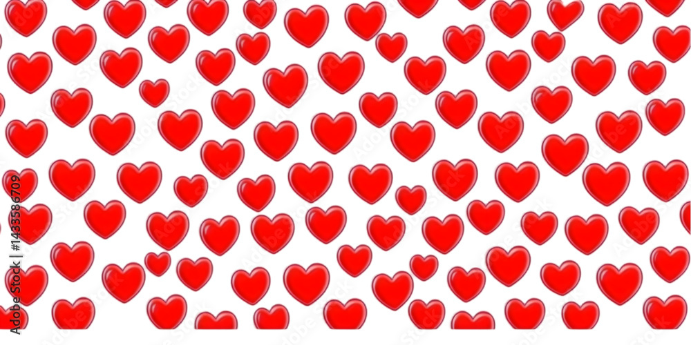 Seamless Red Hearts Pattern on Transparent Background for Valentine Design