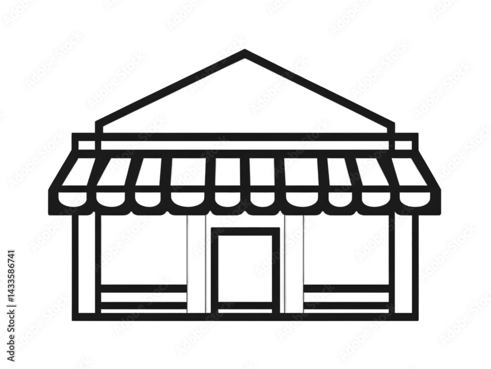 Shop Illustration In Line Art Style Isolated On Transparent Background