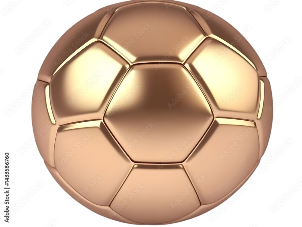 Shiny Gold Soccer Ball Illustration Isolated on a Transparent Background