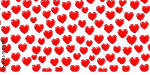 Obraz na płótnie Seamless Red Hearts Pattern on Transparent Background for Valentine Design w salonie