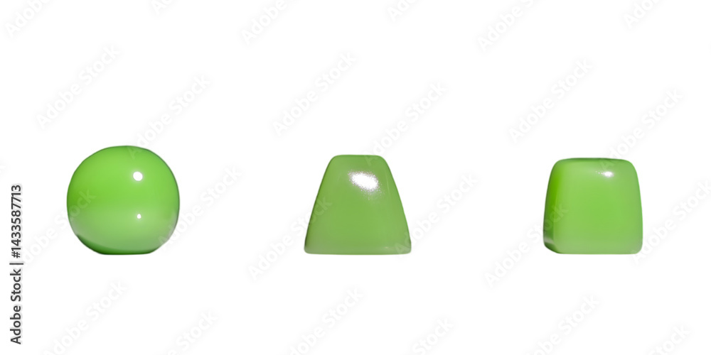 Three Green Geometric Shapes Abstract Illustration On Black Background
