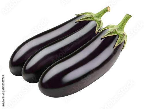 Obraz na płótnie Three Eggplants Isolated On Transparent Background A Culinary Illustration w salonie